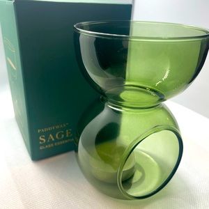 Colored Glass Essential Oil burner by Paddy Wax in Salvage Sage!